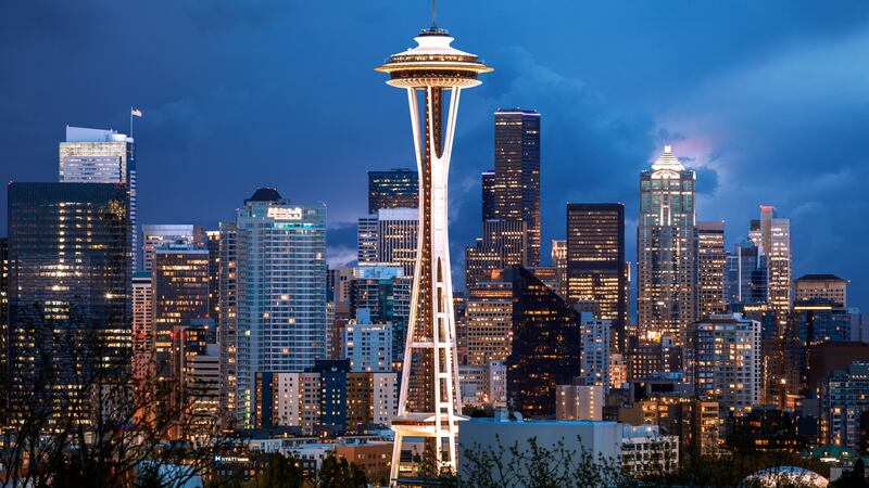 The Space Needle is now the symbol of the city. You can take an elevator to the top for great views across Seattle