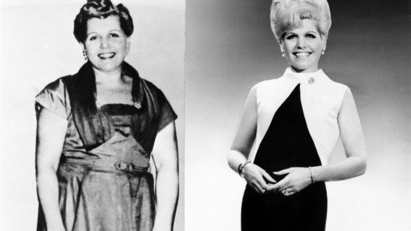 Founder  of Weight Watchers Jean Nidetch poses for a before and after portrait circa 1965 in New York. Photograph:  Michael Ochs Archives/Getty
