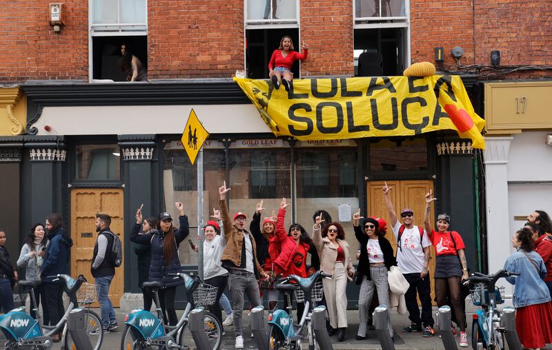 Brazilians line up in queues in Dublin to cast their vote in the general election. Photograph: Alan Betson
