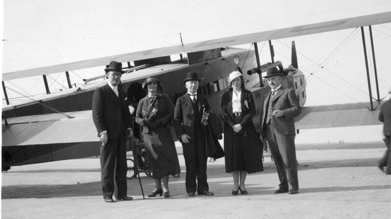 Greeting Seán T O’Kelly at Le Bourget airport, France, circa 1934