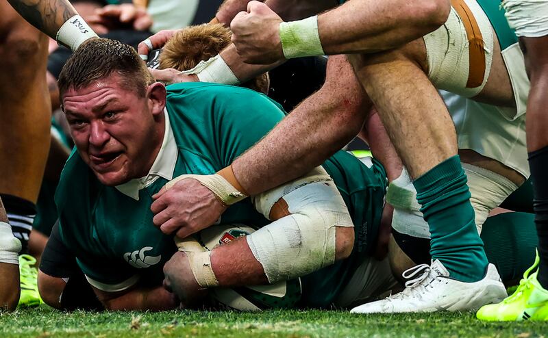 Tadhg Furlong scores a try for Ireland against New Zealand. Photograph: Gary Carr/Inpho