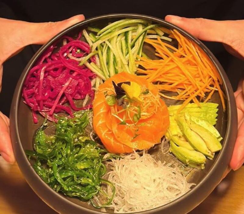 Salmon salad at CN Dumpling. Photograph: CN Dumpling/Instagram