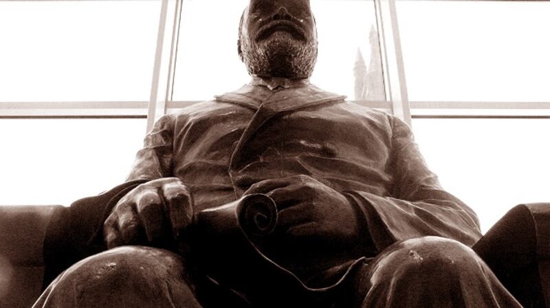 A bronze statue of Timothy Eaton unveiled at their Winnipeg store in 1919 for the company’s golden jubilee. The statue was a gift from the employees to Timothy’s son and successor James Craig Eaton. Photograph:  Wikimedia Commons, Public Domain