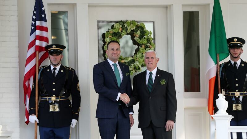 Taoiseach Leo Varadkar arrives for a breakfast meeting with US vice-president Mike Pence at his official residence. Photograph: Brian Lawless/PA Wire