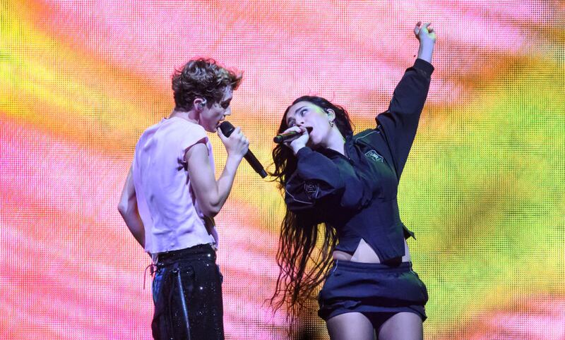 Troye Sivan and Charli XCX performing in London's Wembley Arena last month. Photograph: Katja Ogrin/Redferns