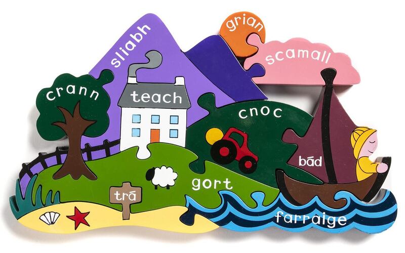 Alphabet handcrafted Irish scene jigsaw (as Gaeilge), €25, alphabetjigsaws.com and giftedfair.ie