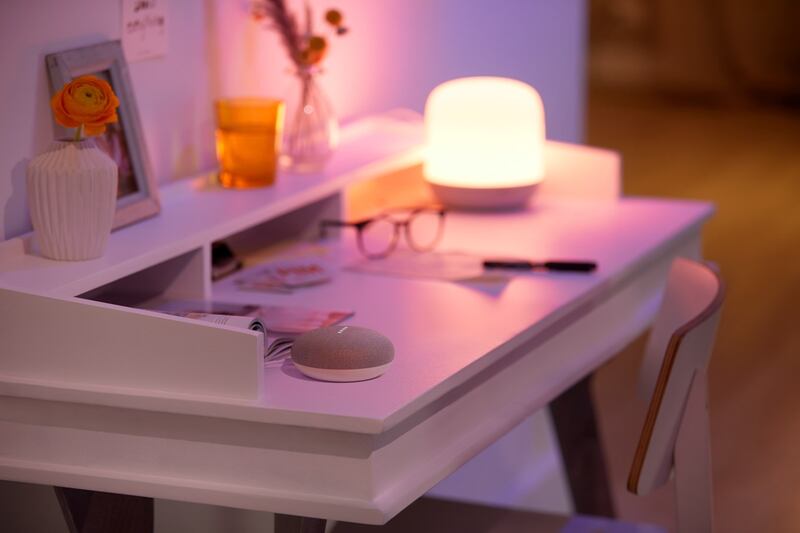 The WiZ smart home table light can be controlled remotely over wifi or Bluetooth