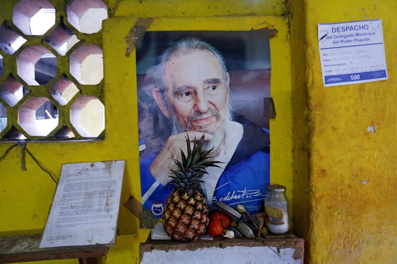 Castro era ends: a poster of Fidel Castro at a state-run store in Havana. Photograph: Reuters