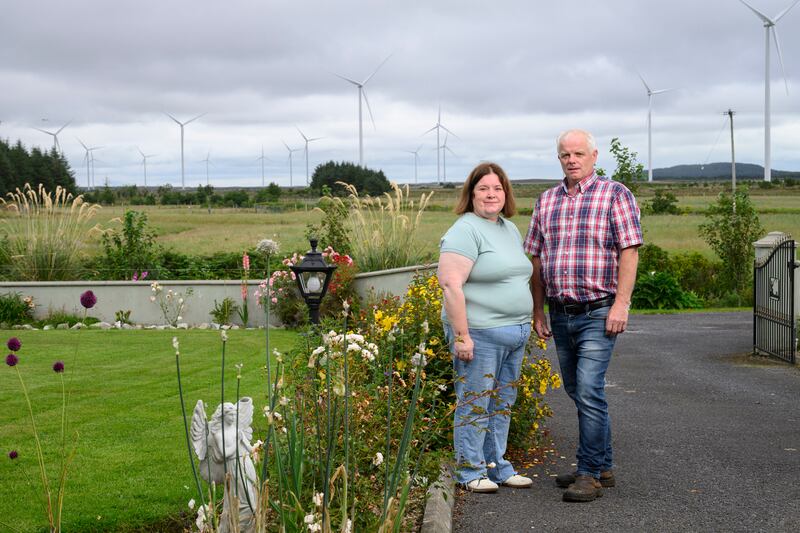 Alan and Eileen Mularkey live with the daily hum and flicker of Ireland’s largest onshore wind farm