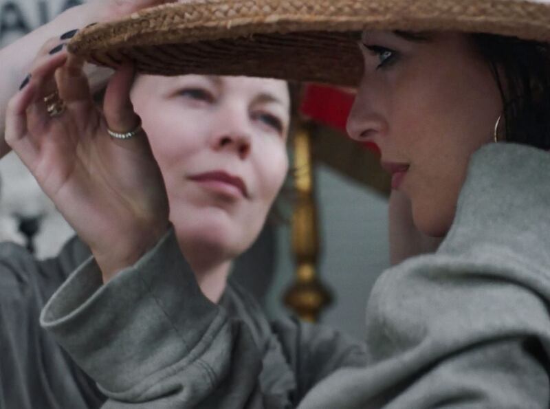 The Lost Daughter: Olivia Colman with Dakota Johnson. Photograph: Yannis Drakoulidis/Netflix