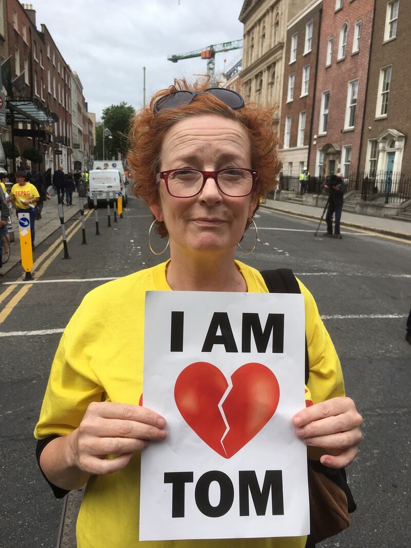 Jenni Ledwell at the Tom Power protest at the Dáil