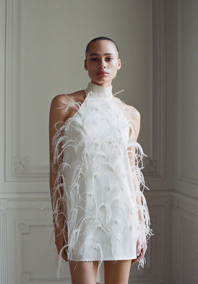 Halterneck feather dress, €280, Capsule, Mango
