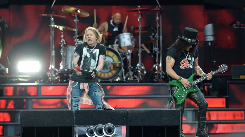 Guns N’ Roses, playing at Slane Castle, Co Meath. Photograph: Dara Mac Dónaill / The Irish Times