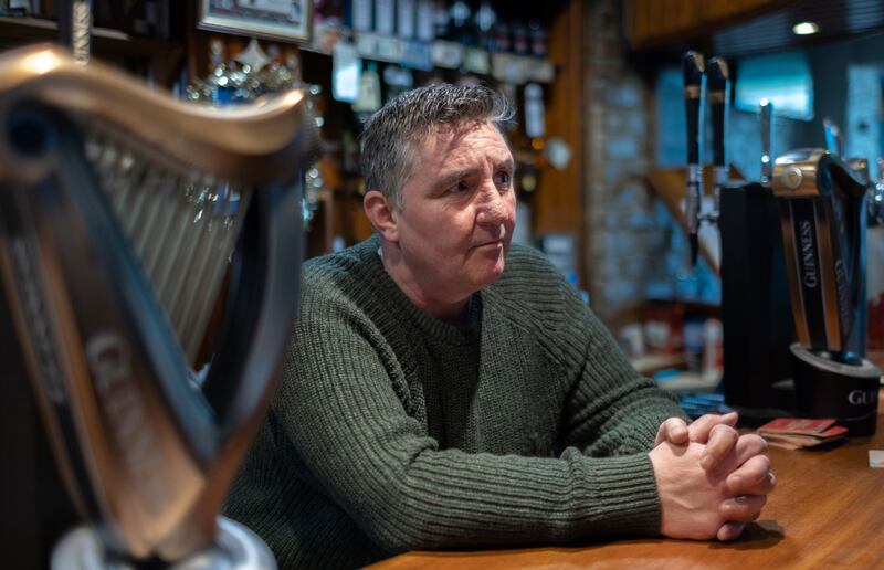 The current Annie’s pub barman, built beside the old bar, is Paul McCallion, above, nephew of one of the victims, Charlie McCafferty.  Photograph: Chris Maddaloni