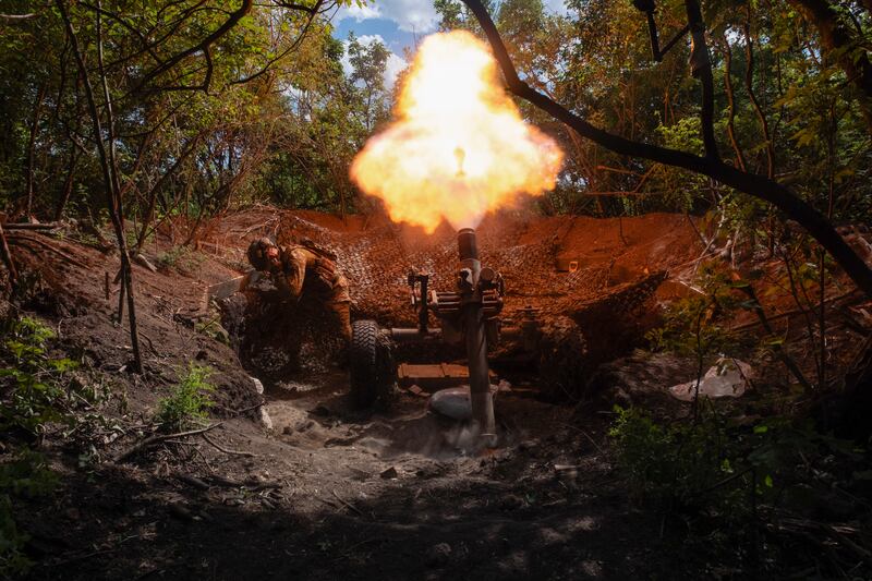 Ukrainian servicemen on the front line near the city of Bakhmut in Donetsk region. Photograph: Iryna Rybakova via AP