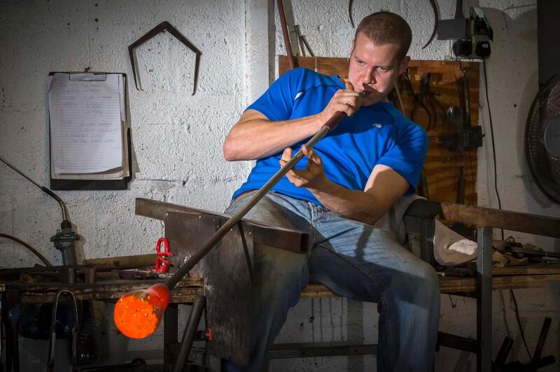Rory Leadbetter of Jerpoint Glass hard at work.