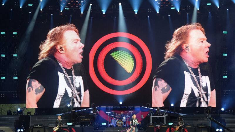 Guns N’ Roses, playing at Slane Castle, Co Meath. Photograph: Dara Mac Dónaill / The Irish Times
