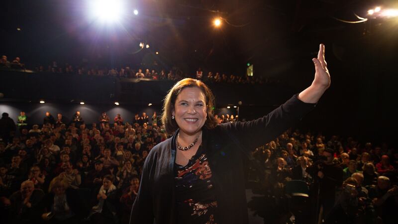 Sinn Féin president Mary Lou McDonald arriving at the party rally at Liberty Hall, Dublin. Photograph: Tom Honan