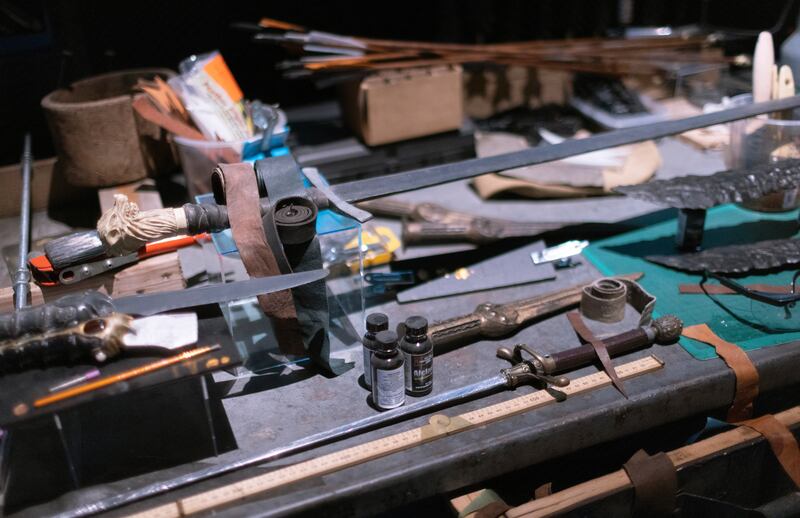 A replica of Tommy Dunne’s work bench for Game of Thrones at the studio exhibit for the show in Banbridge. Photograph: Chris Maddaloni