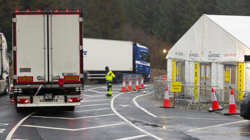 New Covid-19 testing site at Holmestown, Co Wexford: facilitates hauliers travelling by ferry from Ireland. Photograph: Patrick Browne