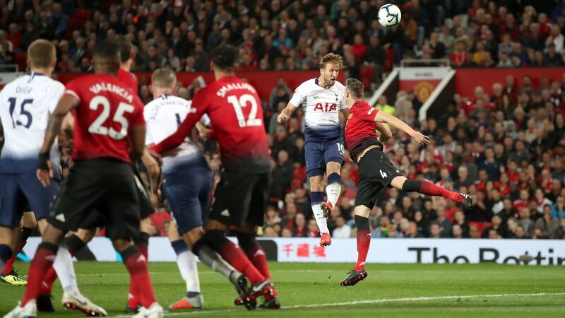 Tottenham Hotspur’s Harry Kane scores his side’s first goal of the game during their Premier League win over Manchester United at Old Trafford. Photo: Nick Potts/PA Wire