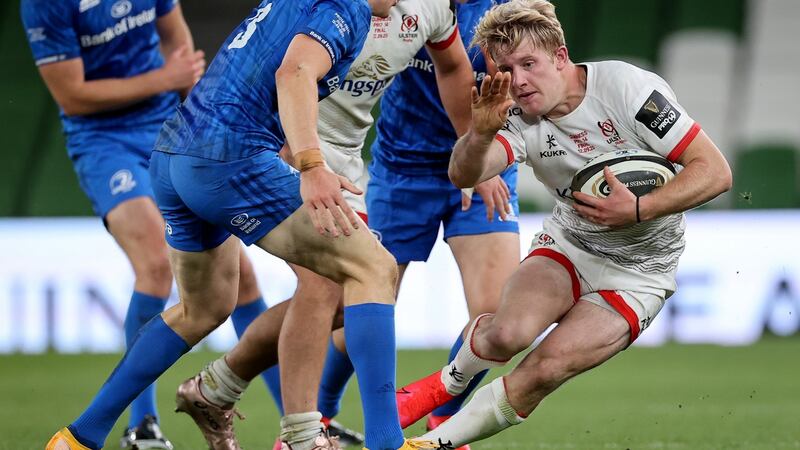 Rob Lyttle tries to step past Garry Ringrose. Photograph: Billy Stickland/Inpho
