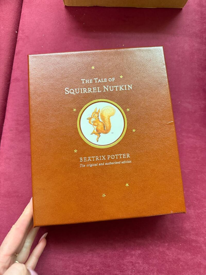 An illustrated edition of Beatrix Potter’s children’s stories The Tales of Squirrel Nutkin and The Tale of Samuel Whiskers (€100-€150), for sale at Fonsie Mealy's auction