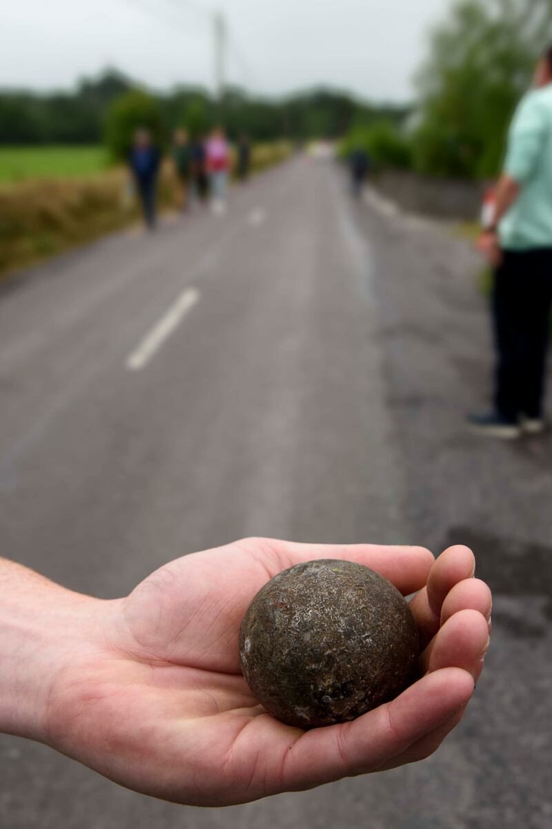 The 'bowl' or 'bullet', a 7-inch, 28oz iron and steel cannonball. Photograph: Daragh Mc Sweeney/Provision