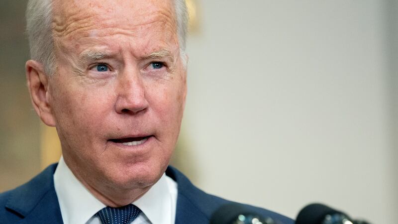US president Joe Biden: Both flanks of the Democratic party have criticised his handling of the Afghanistan withdrawal. Photograph: Stefani Reynolds/The New York Times