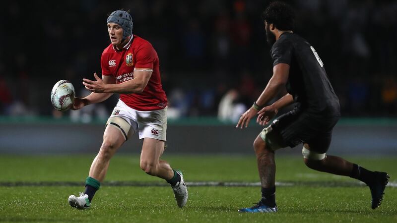 Jonathan Davies of the Lions offloads the ball during win over the Maori All Blacks in Rotorua. Photo: David Rogers/Getty Images