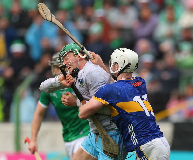Limerick goalkeeper Nickie Quaid holds off Tipperary's Darragh McCarthy during last month's Munster SHC clash. Photograph: James Crombie/Inpho