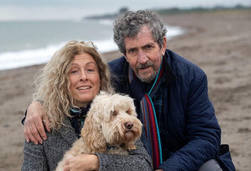 "Working on Ransom ‘79 didn’t extend Charlie’s life but it gave him something to look forward to," Claire says. The couple is pictured here with their dog Tiger in November 2022. Photograph: Colin Keegan/Collins Dublin