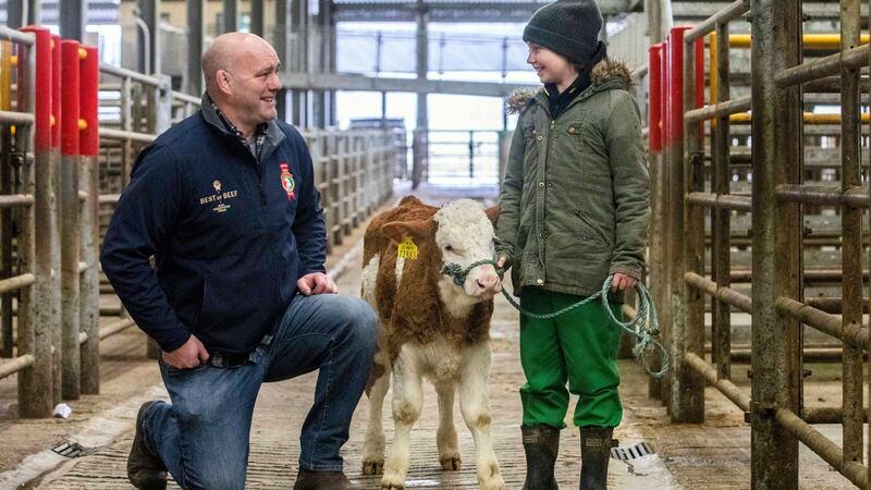 ‘He’s a man’s man’: John Hayes pictured last week with Zoe O’Connor of Mallow at a charity auction for the #RearingToGo  mental health campaign. Photograph: Clare Keogh