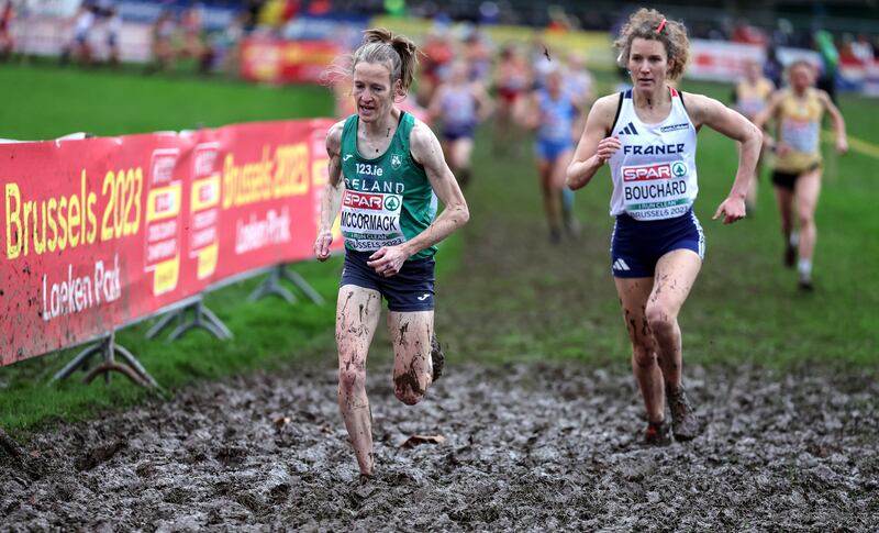 Ireland’s Fionnuala McCormack in the women's senior race at the European Cross Country Championships in Brussels on Sunday. Photograph: Morgan Treacy/Inpho
