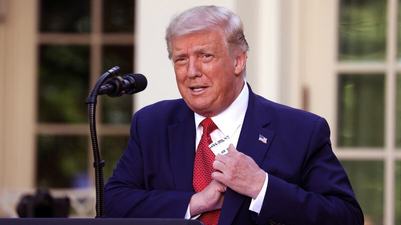 Donald Trump in the Rose Garden of the White House on Tuesday.  Photograph: Tasos Katopodis/EPA