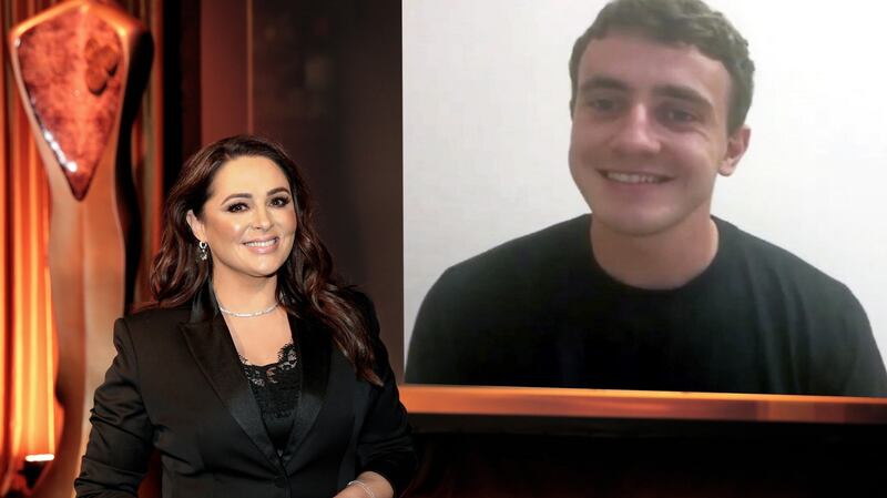 Host Gráinne Seoige and Paul Mesca, Best Actor in a Lead Role – Drama