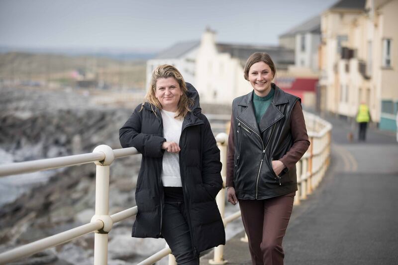 Rebecca O’Flanagan with Lana Udachina in Lahinch, Co Clare. Photograph: Eamon Ward