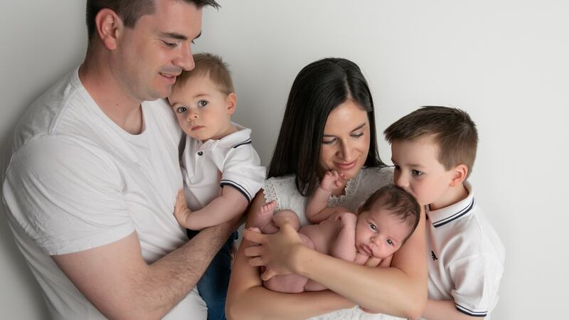 Laura Guckian, her husband, Brendan, and their three children: They both  organise their work around childcare, with her working evenings and weekends while he is on a more traditional schedule