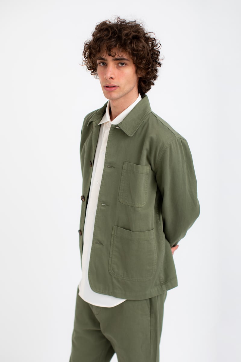 Sage green jacket ?210 and pants ?125 with Miwa shirt ?210