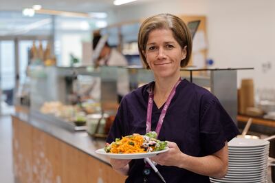 Suzi Clarke, consultant in sports and exercise medicine, with her healthy lunch from the VHI Food Lab. Photograph: Alan Betson