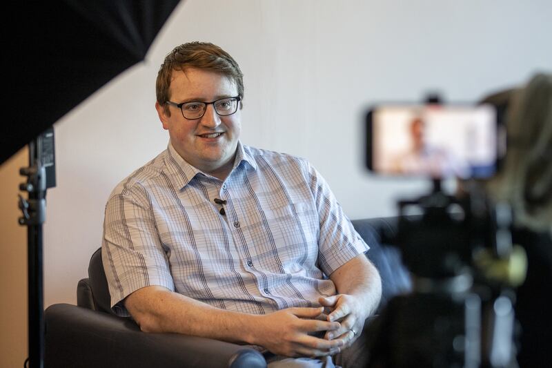 Nicholas Trimble had to cope with insults in school corridors, and protesters draped in Union Jack flags regularly gathered on the pavement outside the family home. Photograph: Liam McBurney/PA
