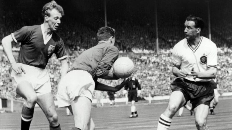Harry Gregg in action for Manchester United during the 1958 FA Cup final. Photograph: Inpho