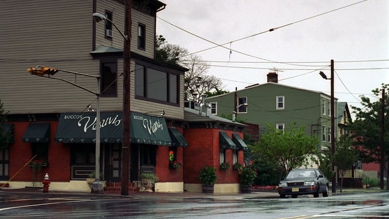 The fictional restaurant Bucco’s Vesuvio in Elizabeth, New Jersey where Tony Soprano would regularly sit down there with both of his families.  Photograph: HBO/The New York Times
                      