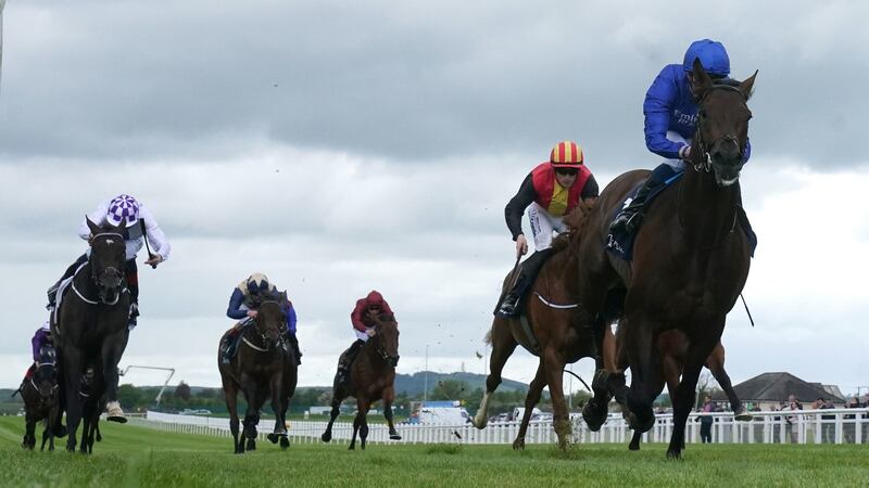 Native Trail ridden by William Buick  wins the Tattersalls Irish 2,000 Guineas  at the Curragh. Photograph: Brian Lawless/PA Wire