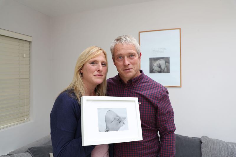 Anne Marie Murtagh and Paul Flood with a picture of Patrick.