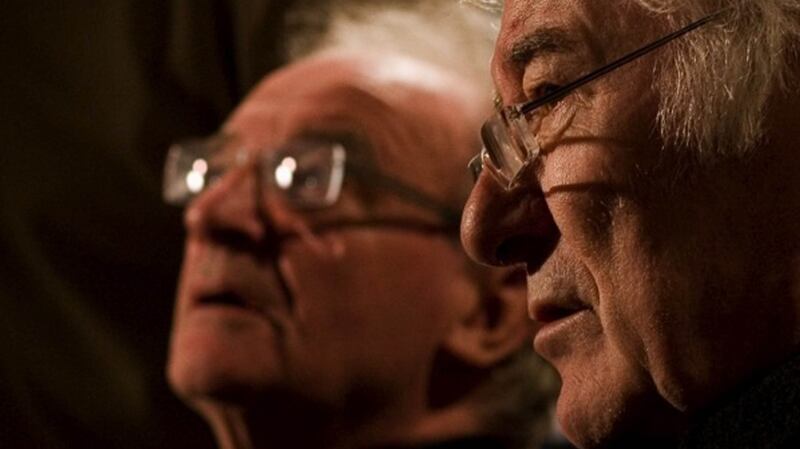 Seamus Deane, left, with Seamus Heaney in The Boys of St Columb’s documentary