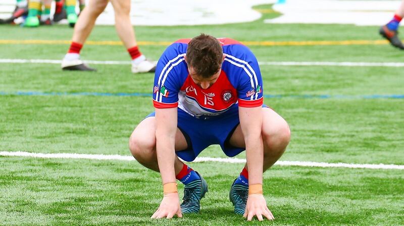 New York’s David Freeman after his side’s narrow defeat. Photograph: Andy Marlin/Inpho