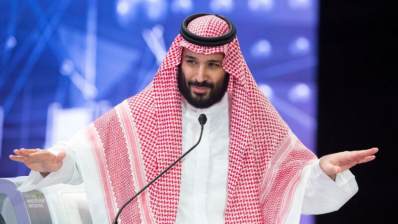 Saudi crown prince Mohammed bin Salman during the Future Investment Initiative Forum in Riyadh on Wednesday. Photograph:  Bandar Algaloud/Saudi Royal Court/Reuters