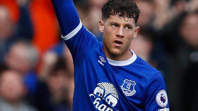 Everton’s Ross Barkley celebrates  their second goal. Photograph: Jason Cairnduff/Reuters