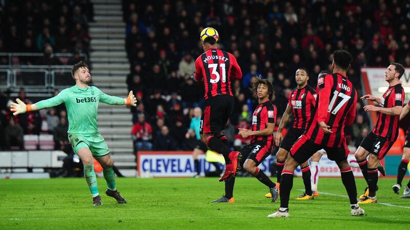 Lys Mousset  scores  Bournemouth’s  second goal during the Premier League match against  Stoke City at Vitality Stadium. Photograph: Harry Trump/Getty Images
